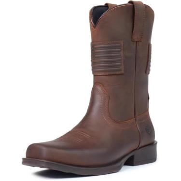 Imagem de SUREWAY Botas De Trabalho Masculinas De 10 Polegadas Western Cowboy Para Homens, Bico Quadrado, Couro Premium De Flor Integral, Goodyear Welted, Superior Resistente A Óleo/Derrapante/Água, Bico Maci