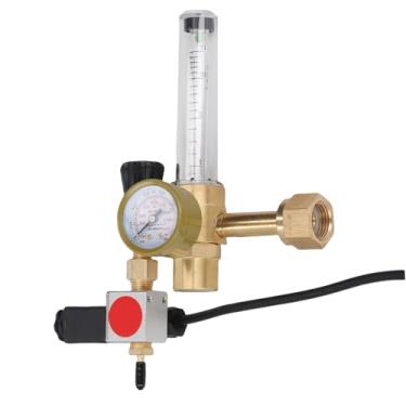 Imagem de Zhjvihx Regulador de CO2 Com Válvula Solenóide e Medidor de Fluxo, 0,15-0,8 MPa 0-4000 Psi Brass CGA320 Válvula Solenóide de Entrada Com Medidor de Pressão, Fácil de Ler (Plugue UE 220V)