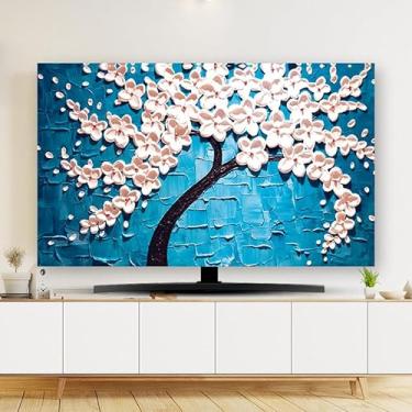 Imagem de Capa de TV 81.3-80 polegadas Impressão simples TV Capa protetora de tela de arte interior Tela LCD LED Capa protetora de tela curvada LCD LED TV Display Cover Decoração de quarto - Azul||45-48
