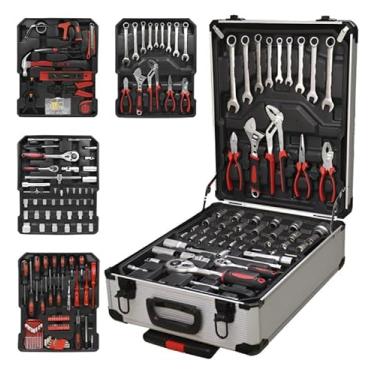 Imagem de Kit de Ferramentas Profissional Completo, 186 Peças, Maleta de Alumínio com Chaves, Alicates e Soquetes