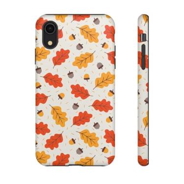 Imagem de Capa de telefone de folha de outono, capa protetora de outono, capa fofa para iPhone, capa com padrão de folha, acessório de tecnologia sazonal fosco