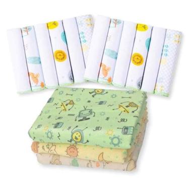 Imagem de Kit 15 Pçs Enxoval Bebe 12 Paninho De Boca+ 3 Cueiros Neutro - Dugu