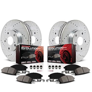 Imagem de Kit de freio dianteiro e traseiro K6580 Power Stop com rotores de freio furados/ranhurados e pastilhas de freio de cerâmica Z23 Evolution