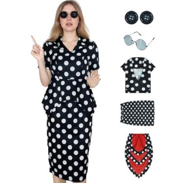 Imagem de Tvnxdgl The Other Mother Coraline Cosplay Costume Beldam Polka Dot Pencil Dress with Button Eye Glasses Halloween Uniform 2XL
