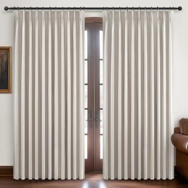 Imagem de Cortinas pretas plissadas de 152 cm de comprimento de 152 cm de comprimento para sala de estar, casa de fazenda de linho natural de serapilheira grossa boho quarto cortinas de janela com isolamento