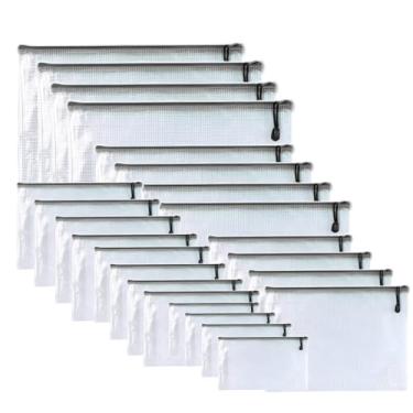 Imagem de Oaimyy -24 Peças De Bolsa Plástico Com Zíper Para Documentos, Pastas, Arquivo Zip Material Escolar, Escritório, Viagens, Quebra-Cabeças, Jogos, Organização E Armazenamento - Preta (Vários Tamanhos)