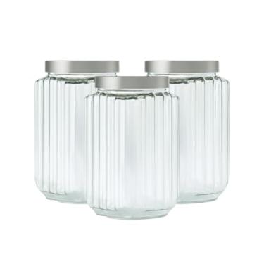 Imagem de Kit 3 Potes Plástico Fileto 2,5LT Cozinha Porta Mantimentos Biscoitos Produtos de Limpeza Premium (Cinza)