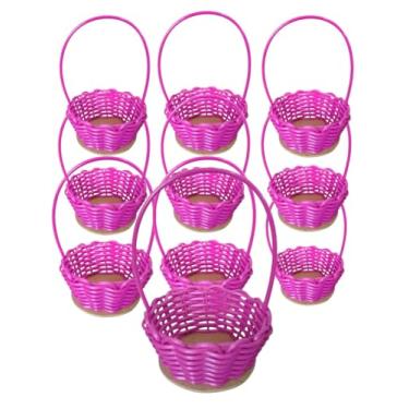 Imagem de Kit com 10 Cestinhas Decorativas de Fibra Sintética, Versátil, Organizador (rosa)