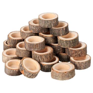 Imagem de UKCOCO 24 Peças De Porta-Velas De Madeira Para Velas - Castiçal Votivo De Madeira Para Velas - Porta-Velas Vintage Para Casamento Festa Aniversário Feriado Decoração De Centro De Mesa (2