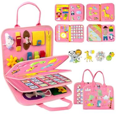 Imagem de Busy Board Book Qizfun Dinosaur Montessori Toy de 1 a 4 anos