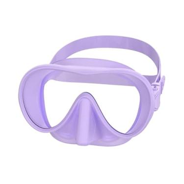 Imagem de Dynwave Máscara de mergulho com snorkel e proteção nasal, ampla visão, macia, profissional, óculos antiembaçantes para viagens, esportes aquáticos, praia e, Roxo