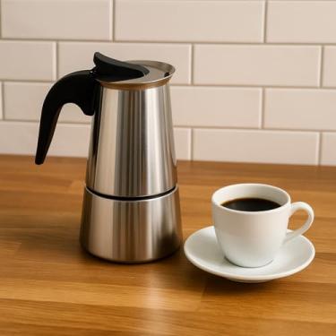 Imagem de Cafeteira Italiana Inox 200ml 4 Xícaras Café Aromático Seguro Cozinha Restaurante Presente Casa Compacto