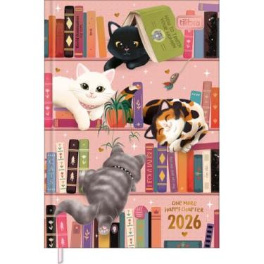 Imagem de Tilibra - Agenda Costurada Petit 10,5 x 14,8 cm Purrfect Cats 2026 - Livros e Gatos