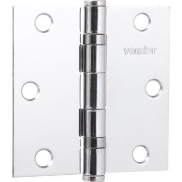 Imagem de Dobradiça Para Porta 4 Aço Carbono Cromado Com 3 Peças Vonder