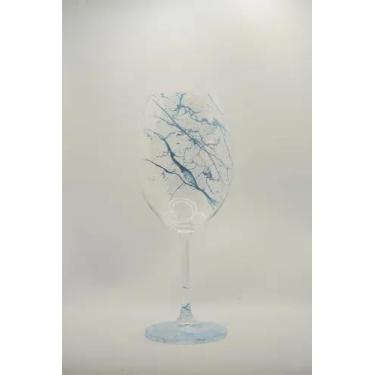 Imagem de Taças De Cristal Para Vinho Personalizada Splash Neon 500ml Kit Com 2 Peças - Cor:Taça Azul