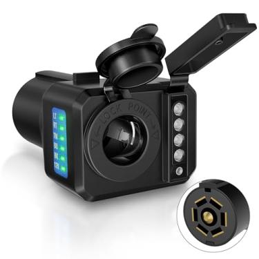 Imagem de SnowyFox Conector de lâmina plana de 7 vias para adaptador de reboque de 4/5 vias, isqueiro de 7 pinos para 12 V, testador de circuito de LED, conversor de plugue de tomada para caminhão, trailer