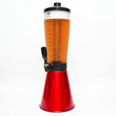 Imagem de Torre De Chopp Cervejeira 3,5 L Copo Acrílico 2 Refil Vermelha