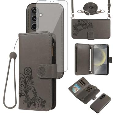 Imagem de Asuwish Capa de celular para Samsung Galaxy S24 Plus/S25 Plus S24+ S25+ 5G capa carteira com zíper com protetor de tela, porta-cartões de flores S24Plus 24S + S 24 24+ S25Plus 25S 25+ SM-S936U