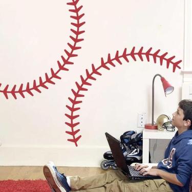 Imagem de Decalque de parede THEYGE Extra Large Baseball Stitches em vinil verme