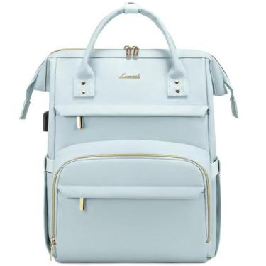 Imagem de Mochila para laptop LOVEVOOK Leather 15.6" para mulheres rosa azul