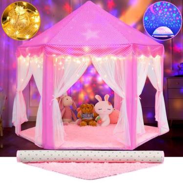 Imagem de Princess Tent Senodeer com tapete, luzes estelares, luz noturna