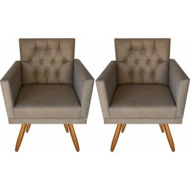 Imagem de Kit 2 Poltronas Decorativas Larah Sala Capitonê Capuccino - VISALAR MÓ