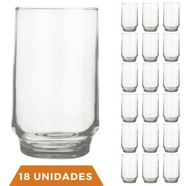Imagem de Conjunto 18 Copos Vidro Transparente 300ml Lights Suco Nadir - NADIR F