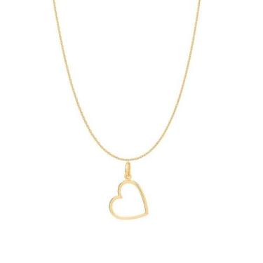 Imagem de Colar Rommanel Banhado Ouro Pingente Coração Vazado 50cm