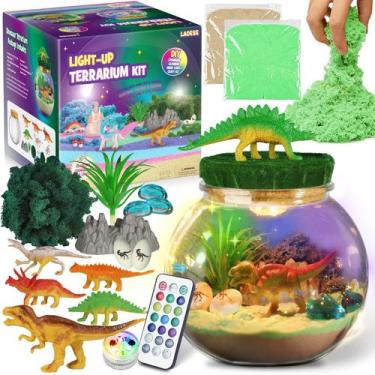 Imagem de Kit de terrário de dinossauros LAOESE com luz noturna LED para criança