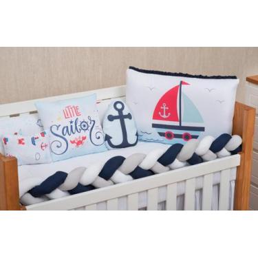 Imagem de Kit Berço Trançado Com Capa Impermeável Elástico Marinheiro - Beatriz 