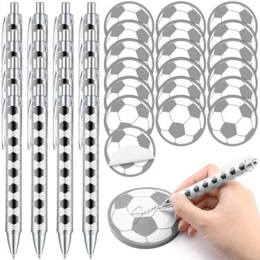 Imagem de Yeaqee 32 peças de lembrancinhas de futebol incluem 16 canetas esferográficas de tinta preta, 16 blocos de notas adesivas presentes de futebol a granel para escritório, casa, escola, esportes, fãs