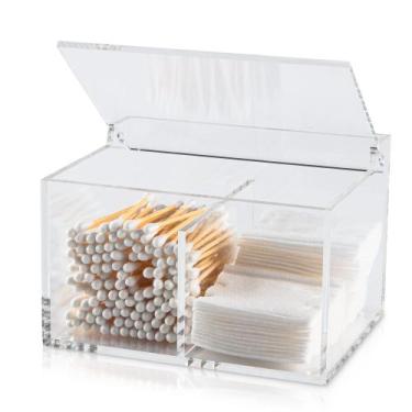 Imagem de Suporte de bolas de algodão Dealpoli em acrílico transparente com tamp