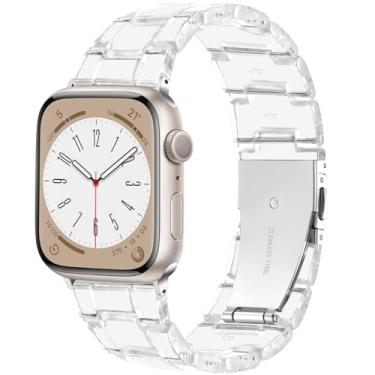 Imagem de Lerobo Pulseira de resina feminina compatível com Apple Watch séries 10, 9, 8, 7, 6, 5, 4, 3, 2 e SE Ultra, de 44 mm, 45 mm, 46 mm e 49 mm, transparente