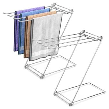 Imagem de Suporte de toalha de cozinha, toalheiro de cozinha de 4 braços para secar panos de prato toalhas de mão, suporte de toalha de mão dobrável para bancada, banheiro, cozinha, organização, trailer