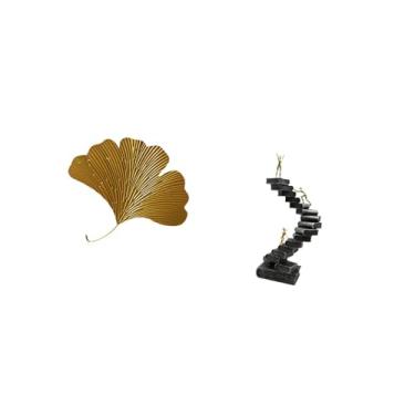 Imagem de Bothyi Decoração de Parede com Folhas de Ginkgo, Escultura Abstrata de Parede, Estátuas de Pensadores, Objetos Decorativos Artesanais para Estante, Mesa de T