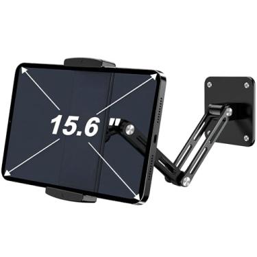 Imagem de Suporte de parede para tablet de 4,7 a 15,6 polegadas, suporte de parede para iPad com braço e base giratória ajustável compatível com iPad, dispositivos de tablet
