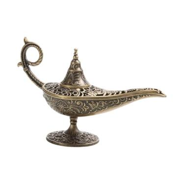 Imagem de WeiLaiKeQi Queimador de incenso Aladding Genie, incensário de mesa com tampa removível para meditação