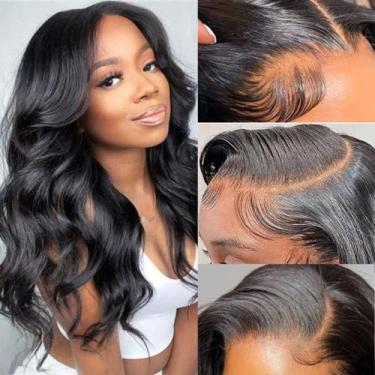 Imagem de Perucas frontais de renda Draworld Body Wave 51 cm, cabelo humano, den