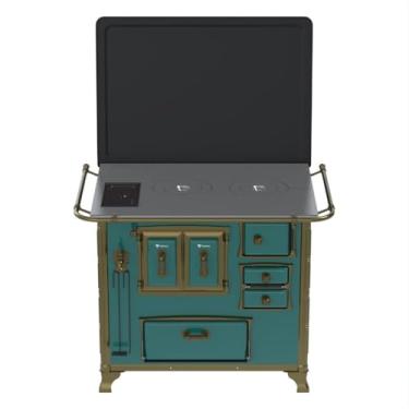 Imagem de Fogão a Lenha GII N 2 Renaissance Turquesa Cald Saida Esquerda