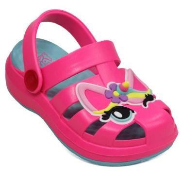 Imagem de Babuche Sandália Plugt Pop Kids Unicórnio 3D Pink Fluor Confortável e 