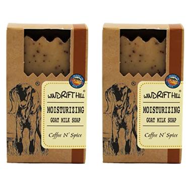 Imagem de Windrift Hill - Sabonete hidratante de leite de cabra - Aroma artesanal de café e especiarias - Sabonete de leite de cabra feito de ingredientes naturais puros - Valorizado por propriedades de limpeza