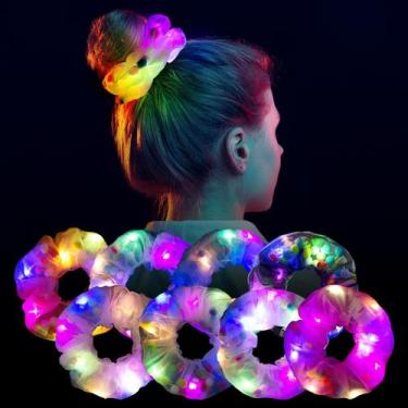 Imagem de Acessórios de cabelo LED Scrunchies POZILAN Light Up para mulheres