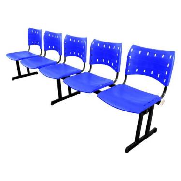 Imagem de Cadeira ISO PP RP Longarina 5 Lugares Color - MAK DECOR, Azul