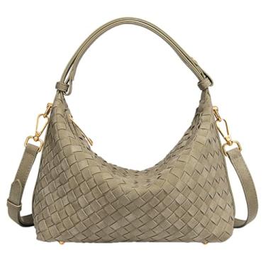 Imagem de Bolsa de ombro de camurça tecida bolsa de ombro feminina de camurça sintética bolsa tiracolo bolsa Hobo de tecido bolsa bolsa despojada 2025, Cáqui claro, free, Sacola