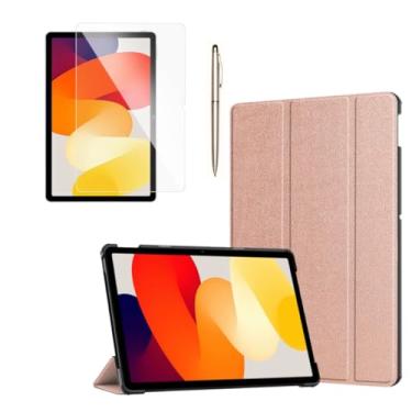 Imagem de Capa Magnética Anti Impacto Compatível Xiaomi Redmi Pad Se 11 Polegadas 2023 Case Flip Para Tablet Capa Para Xiaomi Pad Se 11 + Película de Vidro (Gold Rose)