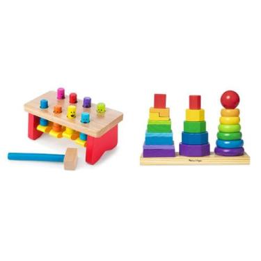 Imagem de Brinquedo educativo Melissa & Doug Geometric Stacker & Pounding Bench