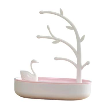 Imagem de oshhni Caixa de joias Lago dos Cisnes, porta-joias, estojo fashion, colares, brincos, organizador para artesanato, casamento, viagem, penteadeira, mesa de, Rosa