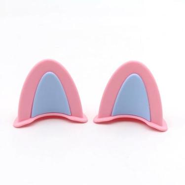 Imagem de Cffuvros Orelhas de Gato para Capacete, PVC Creative Chefe Helmet Orelhas, Aprimore a Segurança, Reduzindo a Resistência Ao, Acessórios de Capacete de Motocicleta (Rosa + azul)