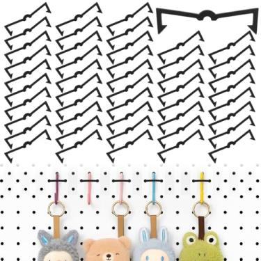 Imagem de 50 peças de travas de gancho para quadro de pegboard, retentores de clipes de plástico preto para quadros de 1/10.2 cm e 1/20.3 cm, acessórios organizadores de ganchos anti-queda para garagem, cozinha