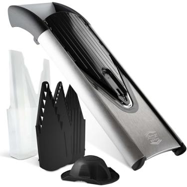 Imagem de Börner Reston Lloyd Mandoline Slicer V6 (conjunto inicial) • Cortador de aço inoxidável com lâmina em V • Cortador de cozinha ajustável para legumes e frutas • Várias espessuras e ralador